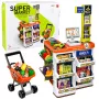 LEAN TOYS Didelis prekybos centro kasos aparato ir vežimėlio rinkinys – 60 dalių su šviesomis, garsais ir aksesuarais, vaidmenų žaidimui vaikams nuo 3 m.