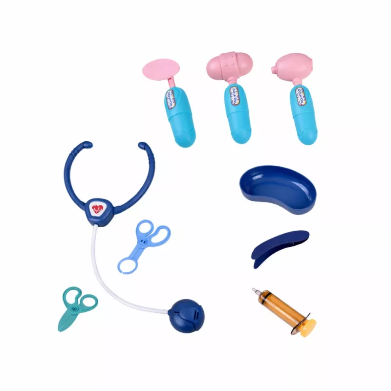 LEAN TOYS Little Doctor's Set Medical Cart X-Ray ECG Lights Pink 16 vnt.
