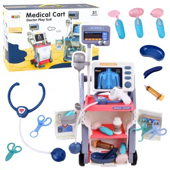 LEAN TOYS Little Doctor's Set Medical Cart X-Ray ECG Lights Pink 16 vnt.