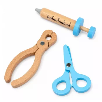 LEAN TOYS Little Doctor's rinkinys - Medicininiai įrankiai - Tikri aksesuarai - 36 vnt.