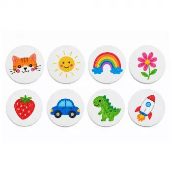 LEAN TOYS Magic 3D piešimo popieriaus DIY medienos plaušo diskai, 20 vnt., 6 cm