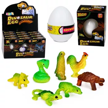 LEAN TOYS Magic Egg Hatching Dinosaur vandenyje, baltas 6,5 cm kiaušinis