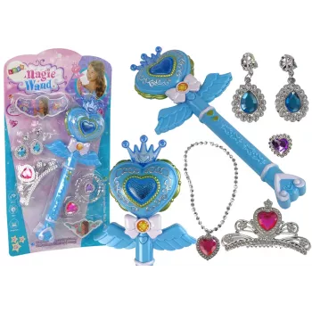 LEAN TOYS Magiškas Pasakų Princesių Rinkinys su Burtų Lazdele, Šviesa, Garsu ir Žvaigždžių Projektoriumi