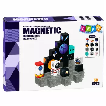 LEAN TOYS Magnetiniai statybos blokeliai, 50 dalių rinkinys – 3D pikselių vienaragio kubeliai, ABS plastikas, kūrybinis konstravimo žaislas