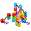 LEAN TOYS Magnetiniai statybiniai blokeliai 60 vnt. – spalvotas kubelių ir kamuoliuko takelio konstravimo rinkinys