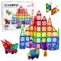 LEAN TOYS Magnetiniai konstrukciniai blokeliai 3D plokštės kūrybiniai STEM spalvoti 100 vnt.
