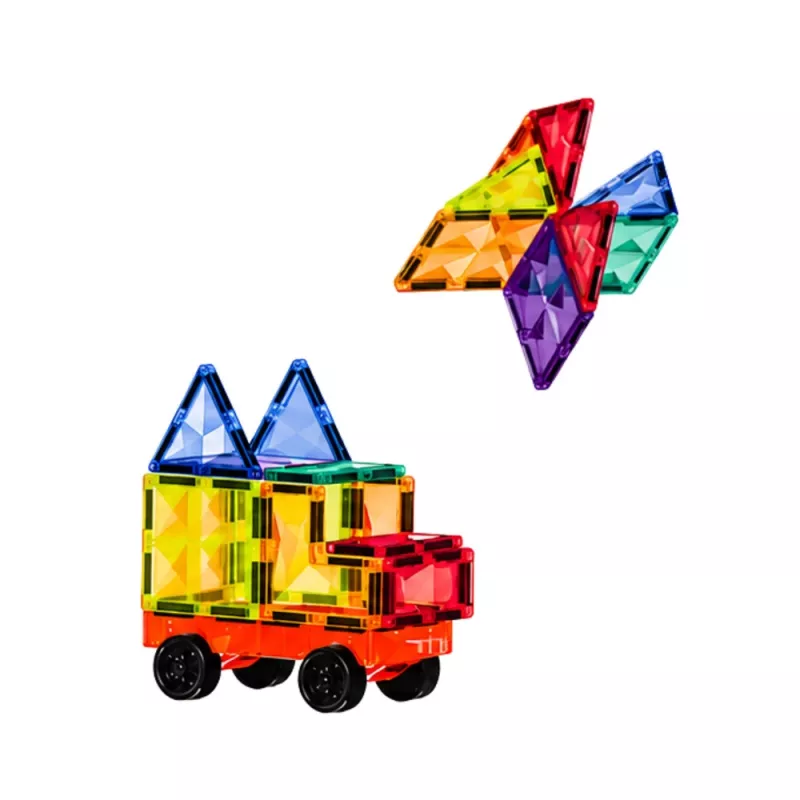 LEAN TOYS Magnetic Construction Blocks 3D Panels Creative STEM Colorful 85 vnt.