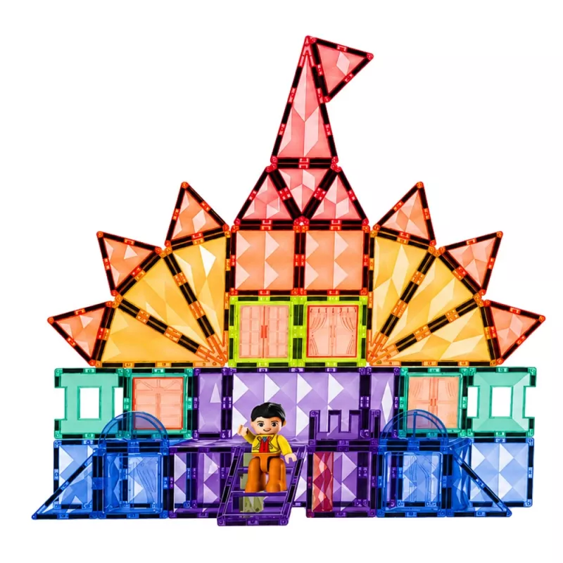 LEAN TOYS Magnetic Construction Blocks 3D Panels Creative STEM Colorful 85 vnt.