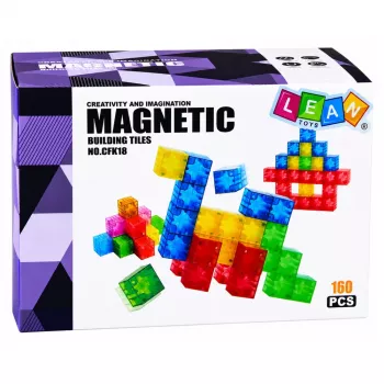 LEAN TOYS magnetiniai konstrukciniai kubeliai, spalvoti 3D kubai, 160 vnt.