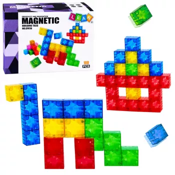 LEAN TOYS magnetiniai konstrukciniai kubeliai, spalvoti 3D kubai, 160 vnt.