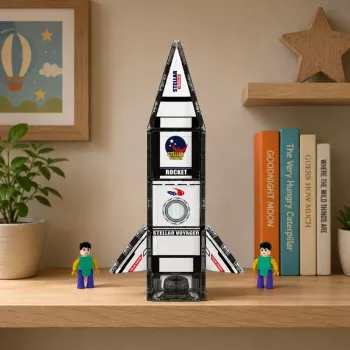 LEAN TOYS Magnetiniai konstravimo blokeliai „Space Rocket Figures“ 26 vnt.
