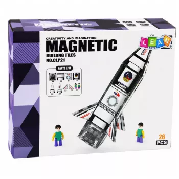 LEAN TOYS Magnetiniai konstravimo blokeliai „Space Rocket Figures“ 26 vnt.