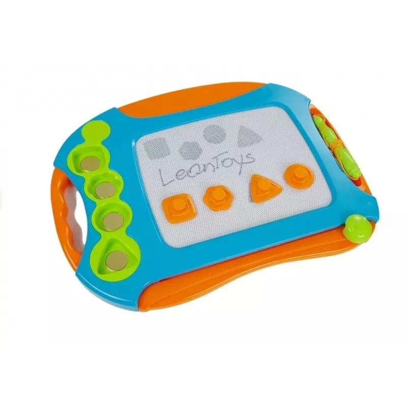 LEAN TOYS Magnetinė piešimo lenta su geometriniais antspaudais