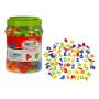 LEAN TOYS Magnetinės raidės ir skaičiai stiklainyje – 78 vnt. abėcėlės ir matematikos rinkinys vaikams nuo 3 m.