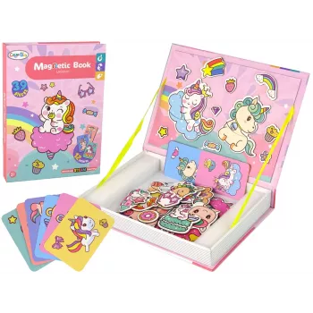 LEAN TOYS Magnetinė dėlionė knyga Unicorns Puzzles Cards