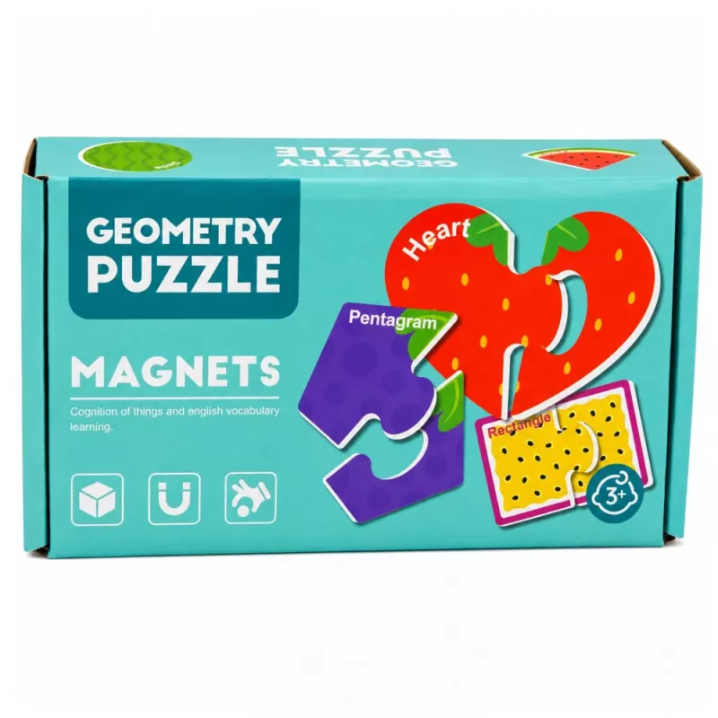 LEAN TOYS Magnetic Puzzle Learning Fruits 30 dalių – edukaciniai vaisių magnetai lentoms ir šaldytuvams