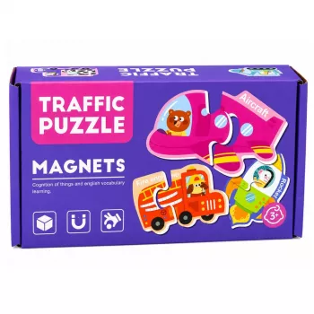 LEAN TOYS Magnetinė dėlionė Transporto priemonės, 30 dalių