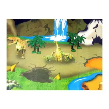 LEAN TOYS kilimėlis su dinozaurais – neslystantis edukacinis kilimėlis vaikams, 12+ mėn., patvarus poliesteris, dinozaurų tema, skirtas naudoti patalpose