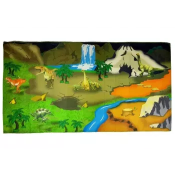 LEAN TOYS kilimėlis su dinozaurais – neslystantis edukacinis kilimėlis vaikams, 12+ mėn., patvarus poliesteris, dinozaurų tema, skirtas naudoti patalpose