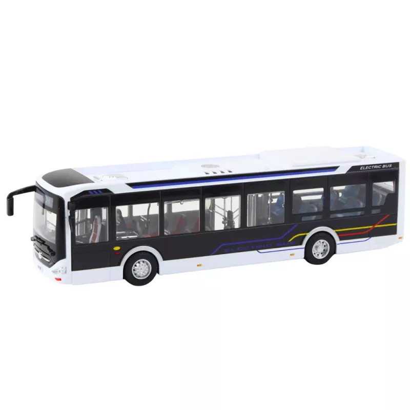 LEAN TOYS Metal City Bus White 1:43 liejamo metalo autobusas su atidaromomis durimis