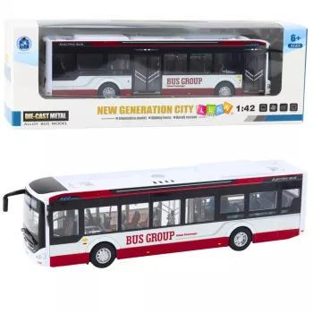 LEAN TOYS Metal City autobusas su garsu ir šviesomis 1:42