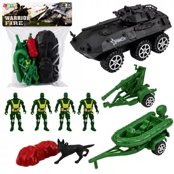 LEAN TOYS karinis rinkinys kareivėliai šarvuotis transporteris 14 vnt.