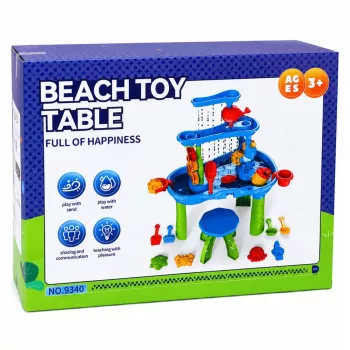 LEAN TOYS Daugiapakopis vandens stalas su kėdute ir formelėmis 63 cm