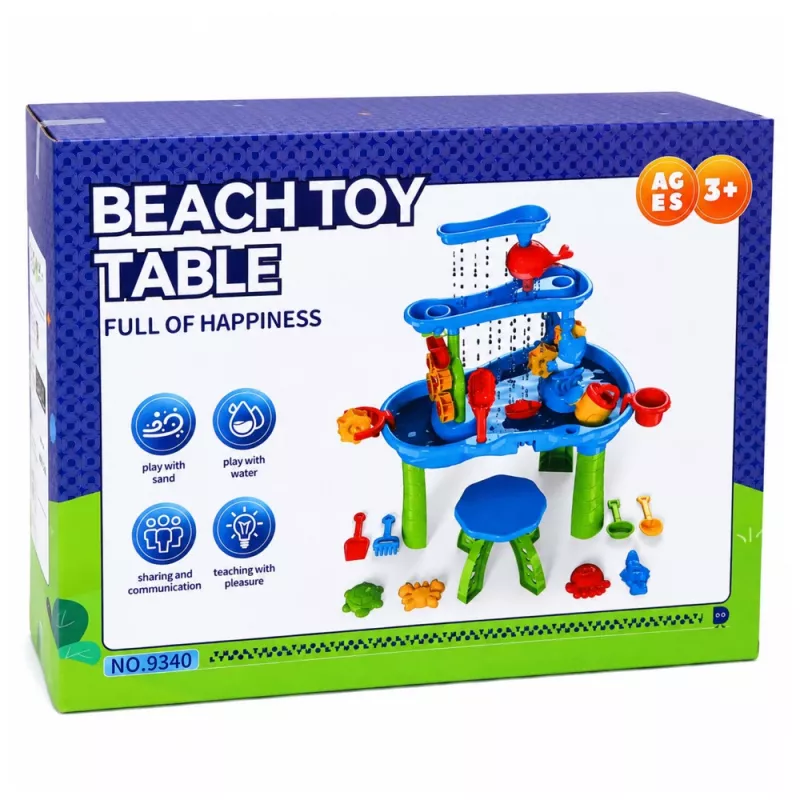 LEAN TOYS Daugiapakopis vandens stalas su kėdute ir formelėmis 63 cm