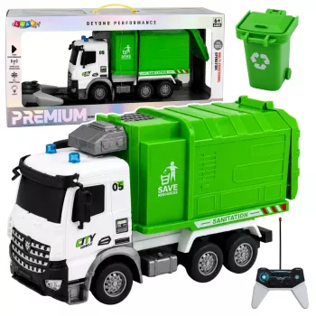 LEAN TOYS komunalinis automobilis nuotolinio valdymo šiukšliavežis RC konteineris šviesos 1:14