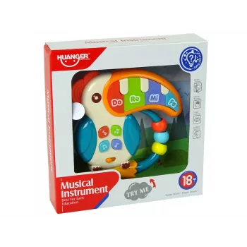 LEAN TOYS Muzikinis Pianinas su Papūgos Garsais, Švieselėmis ir Karoliukais