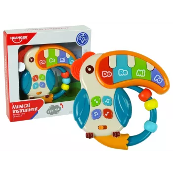 LEAN TOYS Muzikinis Pianinas su Papūgos Garsais, Švieselėmis ir Karoliukais