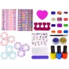 LEAN TOYS Nagų dažymo rinkinys su lakais, lipdukais, šablonais ir blizgučiais