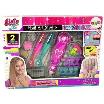 LEAN TOYS Nagų dažymo rinkinys Nagų rašikliai Blizgučių dozatorius Deimantai