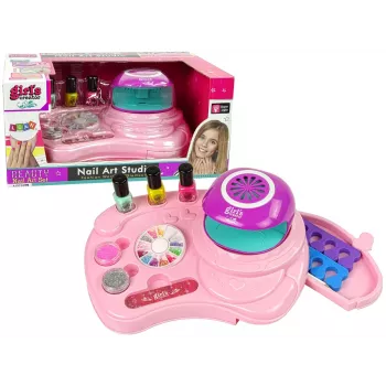 LEAN TOYS Nagų lakų rinkinys su blizgučiais, džiovintuvu ir lipdukais