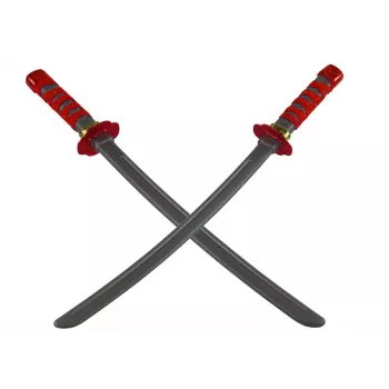 LEAN TOYS Ninja Warrior rinkinys su kauke, kardu, durklais, šurikenais, lanku ir strėlėmis – raudonos dekoracijos (10 dalių)