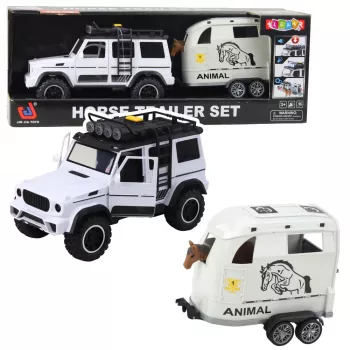 LEAN TOYS Visureigis su arklio priekaba, figūrėlėmis, šviesomis ir garsais