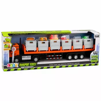 LEAN TOYS oranžinis maisto transportavimo sunkvežimis 1:40 metalinis modelis