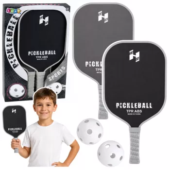 LEAN TOYS Pickleball Tennis Badminton Racket Set su 2 kamuoliukais, juoda ir pilka