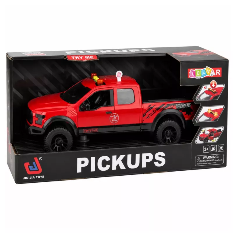 LEAN TOYS Pickup Truck 1:12 RC su atsidarančiomis durimis, žibintais ir garsu – raudonas