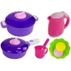 LEAN TOYS Pink Kitchen su vandens puodais, maisto produktais ir garsu