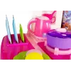 LEAN TOYS Pink Kitchen su vandens puodais, maisto produktais ir garsu