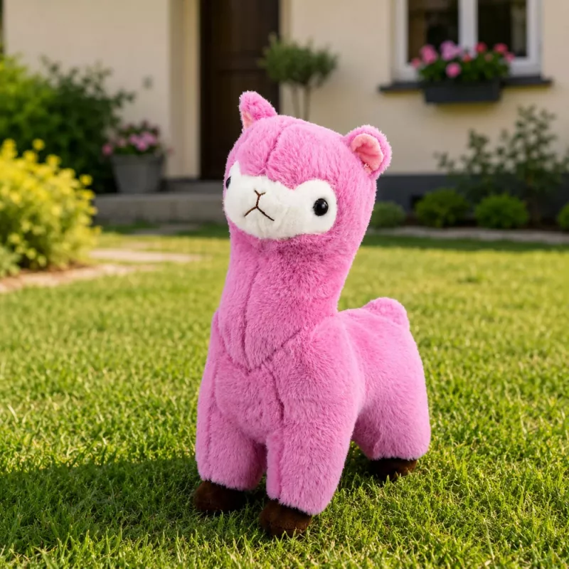 LEAN TOYS pliušinė alpaka lama pliušinis žaislas – itin minkštas glaustytis rožinis 28 cm