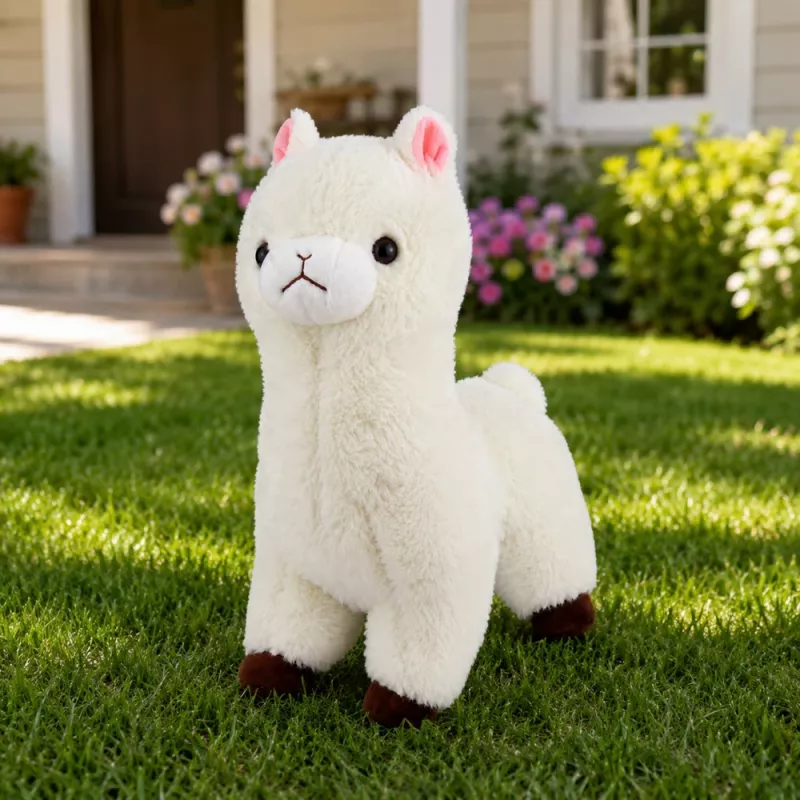 LEAN TOYS Alpaca Minkštas Baltas Kailis 28 cm