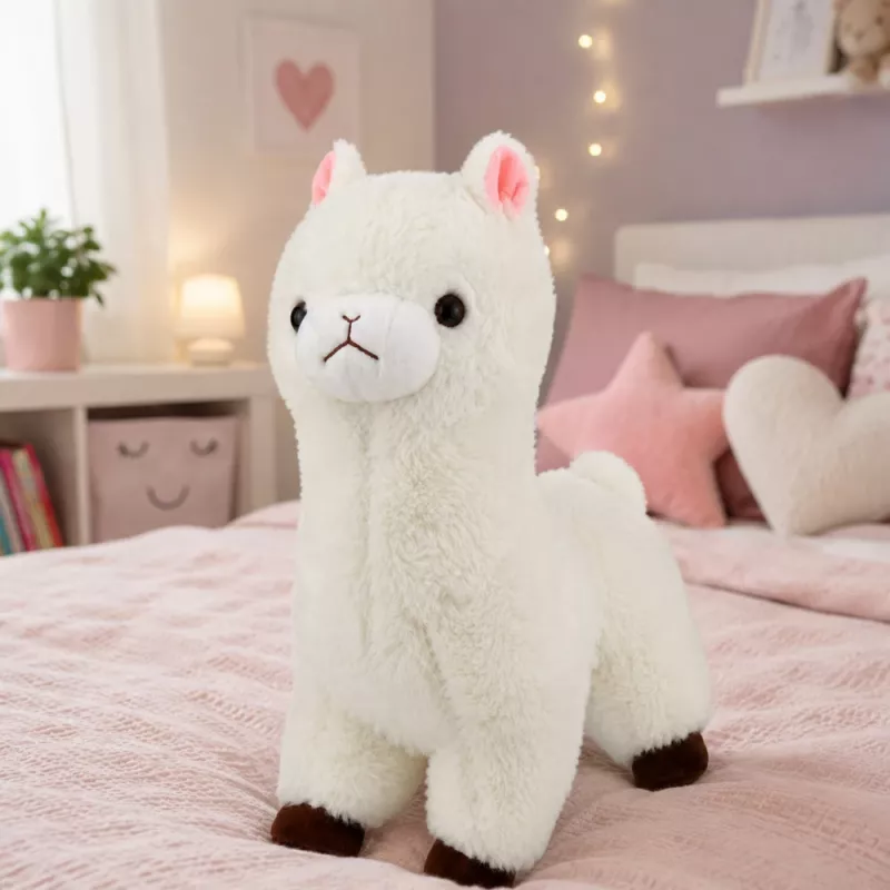 LEAN TOYS Alpaca Minkštas Baltas Kailis 28 cm