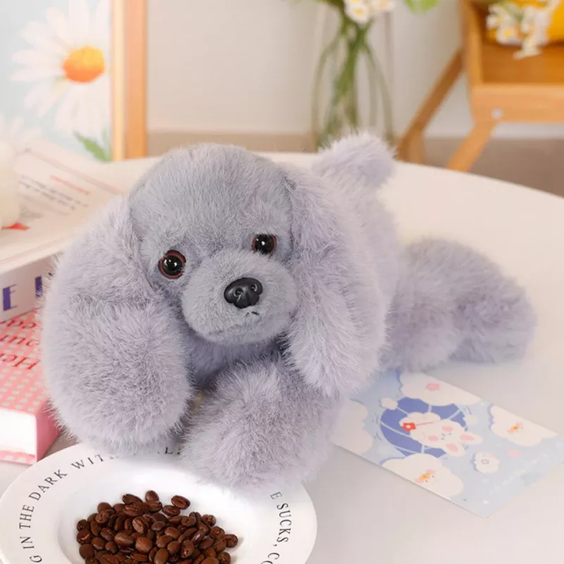 LEAN TOYS Pliušinis Kokerspanielis su Svertinėmis Letenėlėmis, Pilkas, 30 cm
