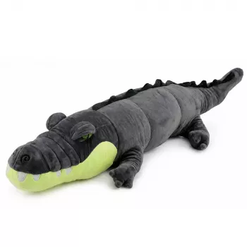 LEAN TOYS Plush Crocodile Mascot Minkštas Žaislas – Realistiška Pilka, 90 cm