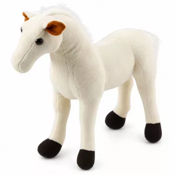 LEAN TOYS Pliušinis Arklys Pliušinis Žaislas Talismanas Pliušinis Žaislas Baltas 40cm x 37cm