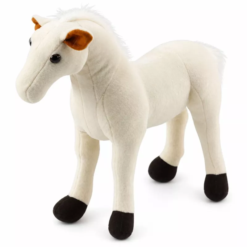 LEAN TOYS Pliušinis Arklys Pliušinis Žaislas Talismanas Pliušinis Žaislas Baltas 40cm x 37cm