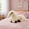 LEAN TOYS Pliušinis Arklys Pliušinis Žaislas Talismanas Pliušinis Žaislas Baltas 40cm x 37cm