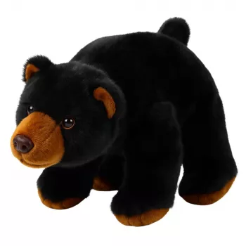 LEAN TOYS Pliušinis talismanas minkštas žaislas juodas lokys 28cm